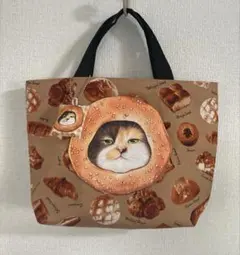 コヤンイサムチョンパン猫アップリケポケット トートバッグ　チャーム付き⑦