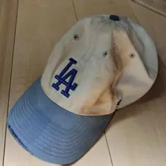 LA キャップ ベージュ/青