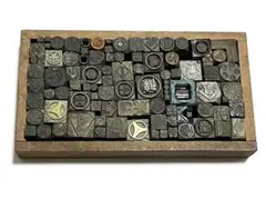 活版印刷　金属製スタンプセット アンティーク　骨董　活字　判子