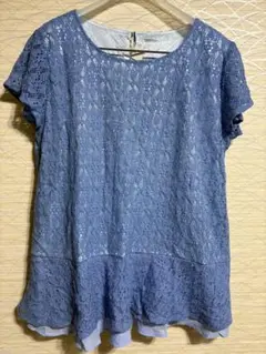 ブルー レース 半袖シャツ Lサイズ 美品 未使用