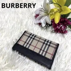 BURBERRY バーバリー カードケース ノバチェック キャンバス×レザー 黒