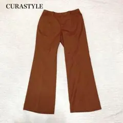 美品　キュアスタイル スラックス(44)フレアパンツ　総柄　ウール混　個性派