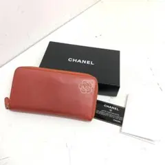 CHANEL/シャネル カメリア レザーラウンドファスナー レディース長財布