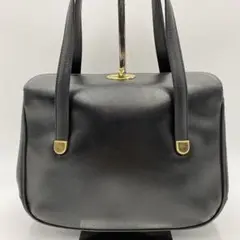 【希少】セリーヌ ハンドバッグ フラップ ターンロック トリオンフ金具 黒 革