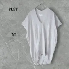 PLST プラステ 麻混 ドルマン トップス 半袖 ライトグレー M