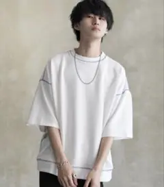 【新品】 y2k トレンド ステッチ ドロップショルダー ビッグ Tシャツ
