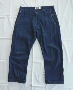 FOB FACTORY　レザーパイピングデニムクロップドパンツ　サイズM