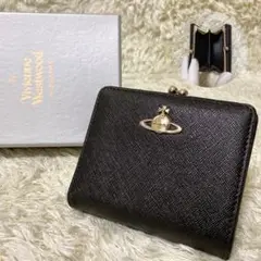 【美品】ヴィヴィアンウエストウッド 二つ折り財布 がま口 サフィアーノレザー
