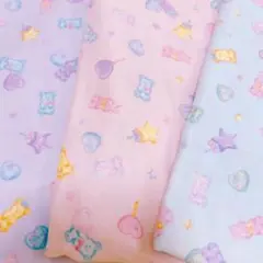 ガーゼ生地 ＊クマ＊うさぎ＊星＊ハート＊グミベア＊ゆめかわ＊新品未使用品パステル