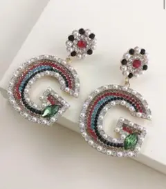ビジュー Gロゴ ピアス
