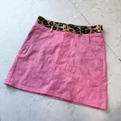 マークアンドロナ ゴルフ スカート S カモフラ ヒョウ柄 ピンク