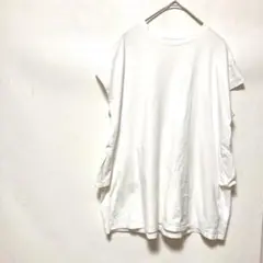 半袖Tシャツ 【M】バックフリル クルーネック 綿 ゆったり シンプル 白