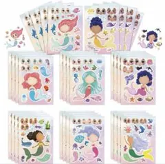 マーメイド　福笑いシール　8枚セット　まとめ売り　ふくわらい　人魚
