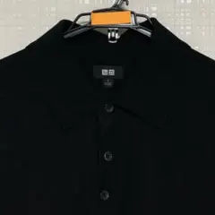 2ユニクロ UNIQLO ウォッシャブルニットポロセーター半袖　L ブラック