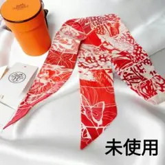 《未使用!》HERMES スカーフ ツイリー ジャングル・ラヴ・レインボー