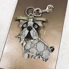 極美品 GUCCI グッチョリ レロイ フレンチブルドッグ キーチャーム GG 美品】GUCCI キーホルダー GGキャンバス フレンチブルドッグ