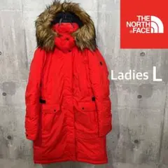 ノースフェイス ダウンコート レッド レディースL
