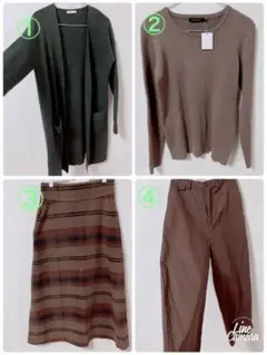 ④【1週間コーデ】7点+マフラー Lサイズ中心 レディースまとめ売り 秋服 冬服