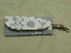 ★びんごやＮｏ２００２★新品★キーケース（家の鍵や車の鍵用）きもの生地★グレー地
