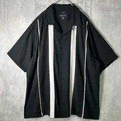 高級 シルク キューバシャツ ステッチ 黒 開襟 XL classic fit