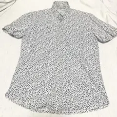 ZARA ザラ　メンズ　コットン　スリムフィット 花柄 半袖　シャツ　Sサイズ