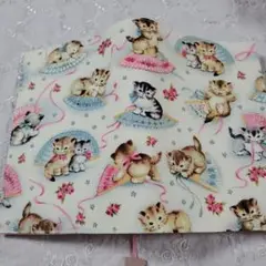 ブックカバー四六判サイズ◇子猫と扇◇USAコットン