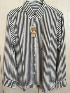 【新品】無印良品　オーガニックコットンオックスストライプ　M 黒　長袖