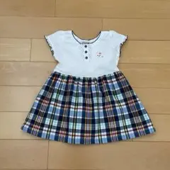 ミキハウスうさこ☆チェック柄ドッキング半袖ワンピース(90)