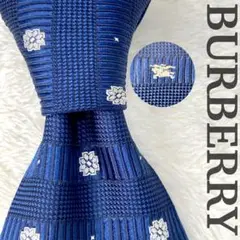 Burberry バーバリー 花柄 青色 高級シルク シャドーホース 0114