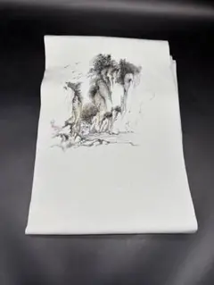 高級　正絹　洒落帯　名古屋帯　アンティーク　山水　風景文　作家物　N8