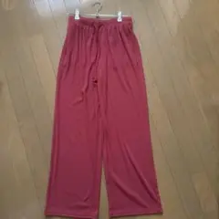 【新品未使用】ストライプ柄ピンクワイドパンツ