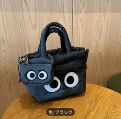 【極美品】目デザイン ブラック 　ミニトートバッグ