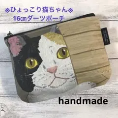 16㎝ダーツ入りポーチ※ひょっこりネコ※ ねこ　猫　三毛猫系