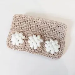 お花のポーチ＊ベージュ