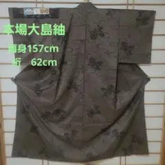 471番 伝統工芸 本場大島紬 証紙付き 泥染 肩身157cm 裄62cm
