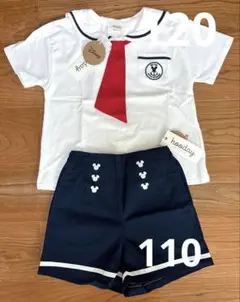 ⭐️新品未使用⭐️hooday セーラー襟 Tシャツ120 ショートパンツ 110