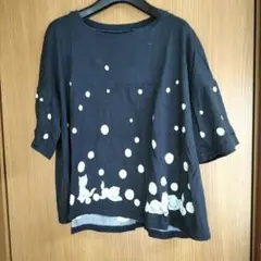 フランシュリッペ　ねこちゃんプリント 半袖Tシャツ 黒