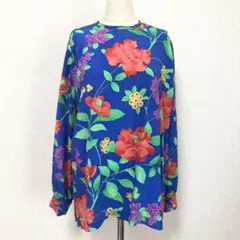 LEONARD レオナール リメイク服 長袖トップス 青ブルー 花柄