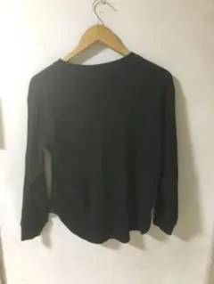 UNIQLO ブラック ワッフルクルーネックTシャツ　長袖 M ②