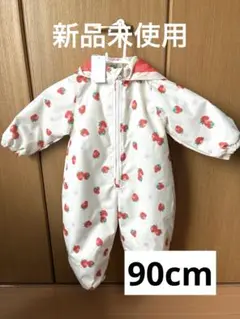 ★新品未使用、タグ付き★スノーコンビ　ジャンプスーツ　スキーウェア　苺柄90cm