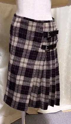 PRADA プラダ ツイード タータン プリーツ 巻きスカート 正規品 38