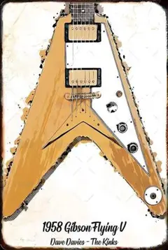 新品 ブリキ看板 ギター 1958 Gibson Flying V ヴィンテージ