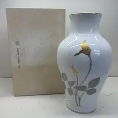 大倉陶園　約35cm 金蝕バラ柄　花瓶　箱付き