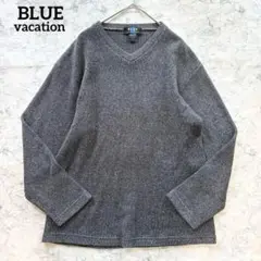 【BLUE vacation】メンズ vネックニット セーター シンプル グレー