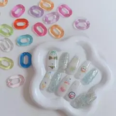 【現品】海×ビキニネイルチップ♡メンカラ／推し活／韓国／ギャル／サンリオ