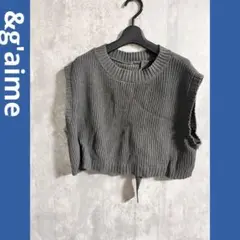 &g'aime アンジェム　オフニットベスト グレー　ノースリーブ　クロップド