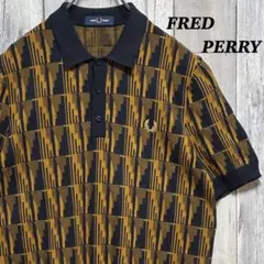 フレッドペリー　FRED PERRY ポロシャツ　半袖　ジャガード　ニット　L