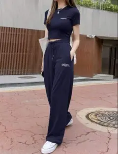 可愛いすぎる半袖 Tシャツ＆パンツ セットアップ ネイビー