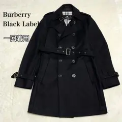 【極美品】バーバリーブラックレーベル トレンチコート カシミア混 チェック 黒