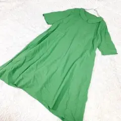 ロングワンピース　ポケット付き　M〜L グリーン　緑